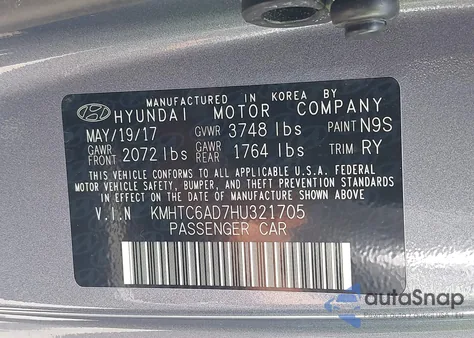 2017 Hyundai Veloster z USA, uszkodzony, nr VIN KMHTC6AD7HU321705